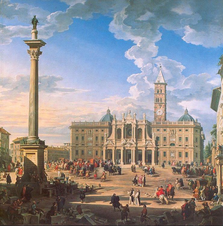 Panini, Giovanni Paolo The Plaza and Church of St. Maria Maggiore Sweden oil painting art